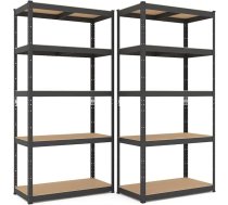 2 komplekti 180 x 70 x 30 cm Lieljaudas plauktu komplekts melns ar 5 MDF plauktiem 175 kg kravnesība Metāla plaukti Garāžas vai noliktavas plaukti Garāžas vai noliktavas plaukti Pagraba plaukts Darbnīcas plauktu komplekts