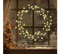 Ziemassvētku rotājums Logs izgaismots ar 80 LED, 30 cm karājas logu rotājums Ziemassvētku izgaismots loga apgaismojums Ziemassvētku durvju vainags Visu gadu pērļu gaismas vainags Pasaku gaismas kāzu festivāla rotājums