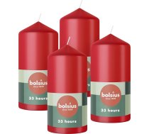 Bolsius gludās sveces - Sarkanas - 4 gabali - 12 x 6 cm - Dekoratīvās mājas sveces - Degšanas laiks 33 stundas - Bez aromāta - Satur dabīgo augu vasku - Bez palmu eļļas