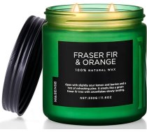 Frasier Fir Orange aromātiskā svece, 11,6 oz sojas vaska svece, līdz 70 stundām, 2 kokvilnas daktis, mājīga burciņa svece, svētku aromterapijas svece relaksācijai