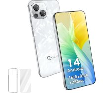 Atbloķēts tālrunis, CWOWDEFU S18 Android 14 viedtālrunis ar 6,58 collu 2K Incell ekrānu, 16(8+8) GB RAM+ 256 GB ROM, Dual SIM 4G, Octa-Core, sejas/pirkstu nospiedumu noteikšana/NFC/OTG/GPS 2024 Black