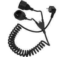 Schuko pagarinātājs, spirālveida kabelis ar dubulto kontaktligzdu, stiepjams 0,75 - 2 m, 4000 W spirālveida pagarinātājs ar 2 dubulto kontaktligzdām (AC-2 Plug-TH-DE-Black)