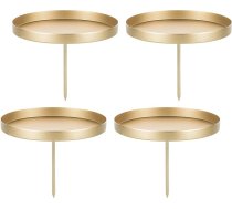 Romadedi Sveču turētājs Adventes vainags Zelta pīlāru sveces 10 cm - 4 sveču turētāju komplekts bez tapas Sveču turētājs adventes plāksnes ievietošanai Metāla adventes vainaga dekorēšanai DIY