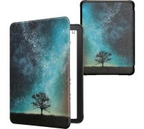 kwmobile Flip Case saderīgs ar Amazon Kindle Paperwhite (2024)/Colorsoft Case - eReader Case - Galaxy Tree Meadow Blue Grey Black