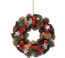 Festive Productions 30cm dabīgo priežu čiekuru un ogu Ziemassvētku vainags - Ziemassvētku rotājums, lieliski piemērots ārdurvīm un mājai - dekoratīvs vainags