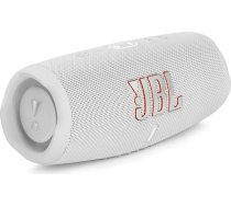 JBL Charge 5 Bluetooth skaļrunis, ūdensnecaurlaidīgs portatīvais bumbokss ar iebūvētu barošanas bloku, ar vienu akumulatora uzlādi līdz 20 stundām bezvadu mūzikas baudīšanas, balts