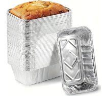 125 iepakojumi Alumīnija folijas cepšanas veidnes, 7,8 x 4 collas vienreizlietojamās alumīnija folijas cepšanas veidnes, mini maizes veidnes, alumīnija folijas pārtikas trauki, vienreizlietojamie trauku pelējuma veidnes cepšanai