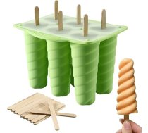 Ice Lolly Moulds, 6 dobumu popsicle pelējuma veidnes ar 20 koka nūjiņām, atkārtoti lietojamas silikona saldējuma veidnes, viegli atbrīvojams Ice Lolly Maker, BPA bezmaksas ledus pop pelējuma veidnes bērniem, DIY idejas, mājām