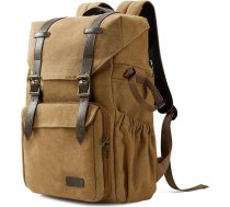 bagsmart Kameras mugursoma DSLR kameru mugursoma Audekls pret zādzību, ūdensizturīgs ar lietus pārsegu 15 collu klēpjdatoram, spoguļkamerai, objektīviem, piederumiem, haki, vintage