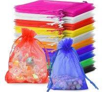 YSWOVUO 100 organzas maisiņu iepakojums 7 x 9 cm, 10 krāsas organzas maisiņi ar aukliņu, organzas maisiņi pildīšanai kā dzimšanas dienas kāzu svinību saldie maisiņi juvelierizstrādājumu soma aizsargvāciņš dāvanu maisiņš