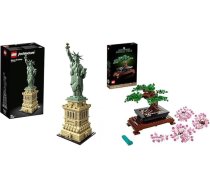 LEGO 21042 Arhitektūra Brīvības statuja Ņujorkas suvenīrs & 10281 Bonsai koka mākslīgo augu komplekts amatniecībai pieaugušajiem Valentīndienas dāvanu komplekts Botānikas kolekcija