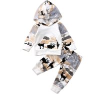 Geagodelia T-20839 Bērnu apģērbu komplekts Bērnu zēnu meiteņu meiteņu apģērbs ar garām piedurknēm Hoodie Top + bikses Jaundzimušo mazuļu mīksts bērnu komplekts Ziemassvētku apģērbs
