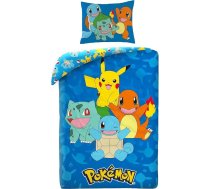 Pokemon gultasveļas komplekts 135 x 200 cm + 80 x 80 cm - Pokemon Pikachu, Glumanda, Schiggy & Bisasam - bērnu gultasveļas komplekts 2 gab., sega + spilvendrāna - vācu izmērs - mikrošķiedra