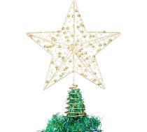 12 collu Ziemassvētku eglīšu zvaigžņu metāla pērlītes, 20 LED diodes ar silti baltām gaismām, zelta eglīšu rotājums, USB tālvadības pults Ziemassvētku eglīšu rotājumiem