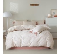 AOJIM Balts sega sedziņas komplekts 100% kokvilnas sega ar rozā ziedu apdruku 3 gabali (1 karalienes sega 90 x 90 cm ar rāvējslēdzēju + 2 spilvendrānas 50 x 66 cm ar loku)
