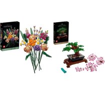LEGO 10280 Ikonu pušķis un 10281 Ikonu bonsai koks, mākslīgo augu komplekts rokdarbiem pieaugušajiem, telpu dekorēšanai, dāvanu ideja, botānikas kolekcija, mājas dekorēšanai