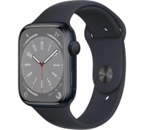 Apple Watch Series 8 (GPS, 45 mm) Alumīnija korpuss Midnight ar pusnakts sporta siksniņu (Atjaunots)