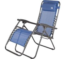 AKTIVE Saliekamais krēsls Zero Gravity Blue ar spilvenu un kāju balstu Ērts un izturīgs pret apgāšanos, tērauds un tekstilēns, maksimālais svars 110 kg Dārza kempinga saliekamie āra atpūtas krēsli (61143)
