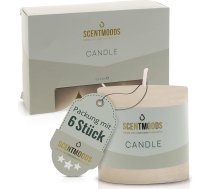 SCENTMOODS Rustic Pillar Candle Set - 6 ar rokām darinātas ziloņkaula krāsas sveces - 5 x 5 cm, ilgs degšanas laiks - dabīgs augu vasks bez palmu eļļas - bez aromāta