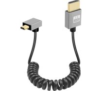GELRHONR 4K Micro HDMI uz HDMI vītā kabelis, 18 Gbps 4K@60Hz Micro Male to Male HDMI 2.0 vītā kabelis, paredzēts kamerām, video uztveršanas kartēm, ātrdarbīga pārraide (lejupvērsts leņķis)