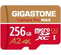 [5 gadu bezmaksas datu atjaunošana] GIGASTONE 256GB Micro SD karte, Camera Pro Max, līdz 130/85MB/s, MicroSDXC atmiņas karte DJI, Gopro, Insta360, Dashcam, 4K video, UHS-I A2 V30