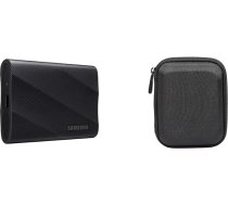 Samsung MU-PG2T0B/EU Portable SSD T9, 2 TB, 2000 MB/s nolasīšanai, 1950 MB/s ierakstīšanai, USB 3.2 Gen.2x2, dators, viedtālrunis un 12K fotokameras, MU-PG2T0B/EU + Amazon Basics cietā diska korpuss, melns