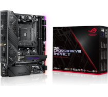 ASUS ROG Crosshair VIII Impact Gaming pamatplate (AMD AM4 ligzda, Mini DTX formāts, SO-DIMM.2, Wi-Fi 6, PCIe 4.0, Aura Sync, USB 3.2 Gen2)