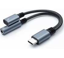 Adapteris usb-c 2in1 | usb-c | jack 3.5mm | pd 15w | 10cm