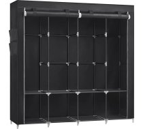 SONGMICS Auduma drēbju skapis 45 x 170 x 167 cm 4 pakaramie nodalījumi ar plauktiem 4 sānu kabatas Liela telpa guļamistabai Dzīvojamā istaba Melns RYG094B02