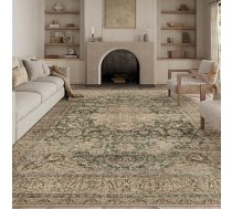 HUGEAR Mazgājams zaļš Vintage paklājs viesistabai 200 x 300 cm Retro paklāji viesistabai Mīksts neslīdošs liels paklājs Īss kaudzes guļamistabas paklājs Dzīvojamā istaba Guļamistaba Ēdamistaba Paklāji Birojs