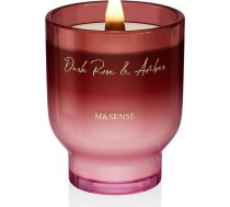 M&SENSE 470 g liela smaržīga svece Dark Rose Amber ar krekinga koka daktu - 95 stundas ilgi degošas sojas vaska aromātiskās sveces stiklā, luksusa dāvanas sievietēm, netoksiska aromterapijas svece