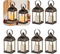 Staymoment laterna ar LED svecēm Melns zelts 6 22 cm laternu komplekts kā galda rotājums Dzīvojamās istabas balkona rotājums Vintage kāzu kapa laterna Kapu laterna Kapu laikapstākļiem izturīga