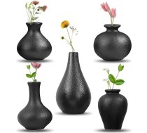 QUTHZZHY Keramikas vāžu komplekts, 5 melnas keramikas vāzes, krāsot savu keramikas vāžu komplektu, ziedu vāzes modernam mājas dekoram, DIY, dzīvojamā istaba, plauktu dekors, pusdienu galds, grāmatu plaukts, ieejas apdare