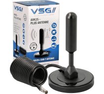 VSG® augstas veiktspējas DVB-T2 antena / AVK25 Plus / Alumīnija cietais kodols maksimālai signāla kvalitātei / DVB-T2 un DVBT2-HD / gatava ciparu apraidei / magnētiskā pamatne un 5 m kabelis / visām DVB-T2 ierīcēm / melna