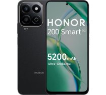 HONOR 200 Smart 5G viedtālrunis, Android mobilais tālrunis bez līguma (5200 mAh, IP64, 6,8" 120 Hz displejs, 256 GB / 4 GB RAM, 50 MP + 2 MP, Dual SIM, NFC), pusnakts melns