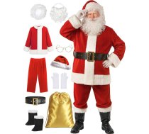 Ahititi Santa kostīms vīriešiem Deluxe pieaugušo Santa Suit vīrieši sarkans 10 gabali profesionāla Santa apģērbs Ziemassvētku Cosplay Party