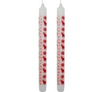 Ebersbacher Kerzenfabrik GmbH Adventes kalendāra svece Sniegpārsliņa un lasis balta ar sarkanu apdruku 2 gab Aptuveni (diametrs x augstums) 22 x 250 mm