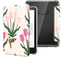 MoKo Hülle für All-New 7" Kindle Paperwhite 12. Gen 2024 & Kindle Colorsoft Signature Edition, Ultraklar Weich Transparent TPU Rückseite Leicht Schutzhülle mit Auto Schlaf/Aufwach, Tulpe
