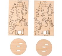 Rayher Koka iebūvējamās detaļas ziemas vienradzis, dabīgs, augstums 8,2 cm, 6 cm, 2 komplekti, koka montāžas komplekts, FSC mix kredīts, Ziemassvētku rotājums, 46602505