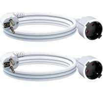 EnergyPro 2 Pack IP44 pagarinātājs 3 metri - PVC izolācijas kabelis iekštelpām - pret pārkaršanu rozete H05VV-F 3G1.5 mm² - 16A 250V - balta krāsā
