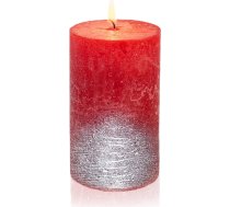 Smart-Planet Rustic Candle Christmas Ambience - Sarkana, metāliska, sudraba krāsā veidota lauku svecīte 12 cm, ilgs degšanas laiks aptuveni 54 stundas - Ziemassvētku sveces Adventes vainags