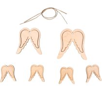 Rayher 46628505 Koka eņģeļa spārni Ziemassvētku rotājums Koka FSC sertificēts dabīgs 4 - 7 cm + aukla 0,5 m