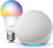 Echo Dot (5. Generation) | Weiß + Tapo L530EA Smart Bulb (E27), Funktionert mit Alexa - Smart Home-Einsteigerpaket
