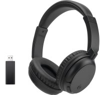 Queemie Bluetooth bezvadu austiņas ar FM radio, īpaši vieglas bezvadu austiņas televizoram, bez skaņas kavēšanās ar spēcīgiem basiem, bezvadu austiņas senioriem (melnas)