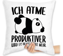 Spilvens 40 x 40 cm Dekoratīvs spilvens - Paziņojums ar uzsaukumu - Ich atme produktiver Wird es Nicht mehr Panda - 40 x 40 cm - Balts - Uzsaukumi Panda Bear Spilvens ar uzsaukumu "Ich atme produktiver Wird es