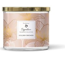 Woodbridge aromātiskā svece glāzē ar vāku Zelta orhideju aromātiskā svece Ziedu sveces 3 daktu sveces Ilgs degšanas laiks (40 h) Dāvana sievietēm