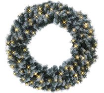 Zvaigzne 90 cm āra egle ar sniega rotājumu/apgaismota 80 silti baltām Pisello LED diodēm un transformatoru