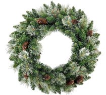 Mākslīgais Ziemassvētku vainags Uten 50cm priežu čiekuru Ziemassvētku vainags Ziemassvētku festivālam iekštelpu āra apdare Mājas priekšējo durvju piekaramais sienas logs