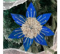 Mākslīgā Poinsettia Glitter 25cm Ziemassvētku eglīte ziedu Poinsettia Mākslīgās Ziemassvētku ziedu apdare kāzu Ziemassvētku vainags mājas puse apdare Royal Blue 4 Pack