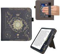 kwmobile Flip Cover saderīgs ar Kobo Kobo Kobo Libra Colour / Tolino Vision Colour - Futrālis ar rokas siksniņu Taro kartes Tumši zils dzeltens melns melns
